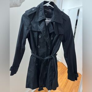 Banana Republic Black Double-Breasted Trench Coat
